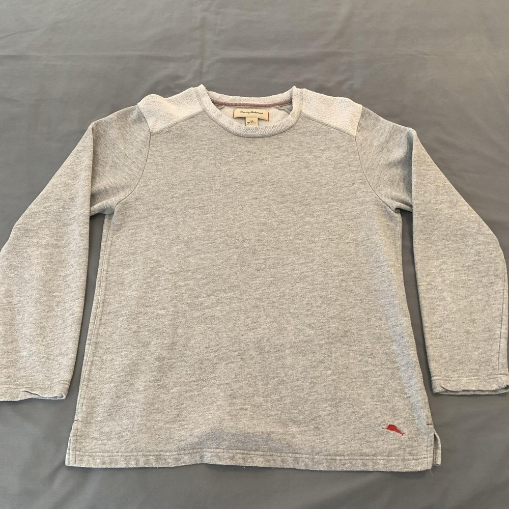 Tommy Bahama Sweatshirt Mens Large Gray Crewneck Pullover Fleece Marlin Logo